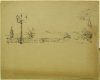 1960 ca. - Paesaggio con cipresso, muro e lampione